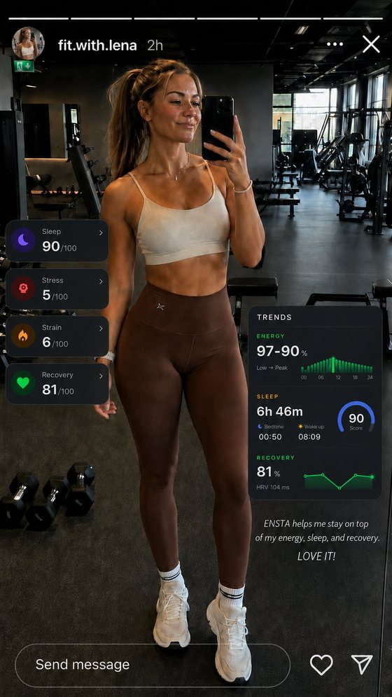 ENSTA user story screenshot 1 — energy, sleep and recovery insights