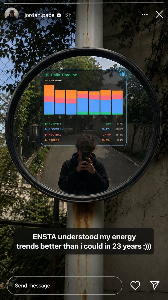 ENSTA user story screenshot 4 — energy, sleep and recovery insights