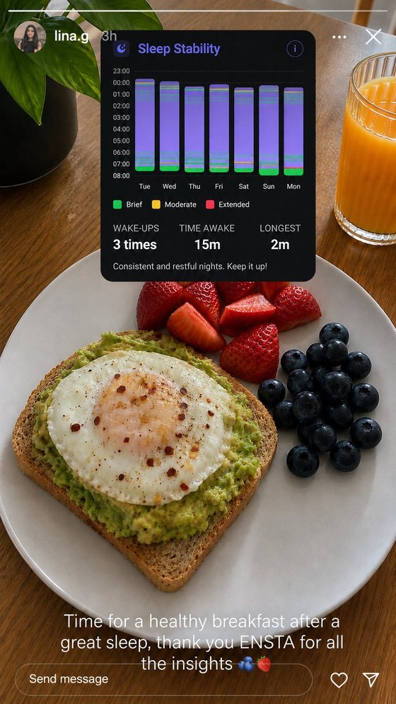 ENSTA user story screenshot 9 — energy, sleep and recovery insights